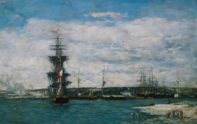 Hamnen i Havre, c.1864-66 av Eugene Louis Boudin