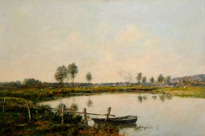 The Water Meadows i Deauville, Frankrike (olja på duk) av Eugene Louis Boudin