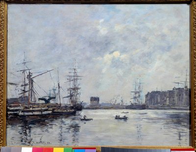 Hamnen i Le Havre bassängen av baren. Målning av Eugene Louis Boudin (1824-1898) av Eugene Louis Boudin