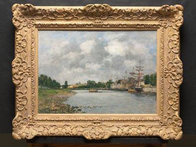 Utsikt över hamnen i Saint-Valéry-sur-Somme av Eugene Louis Boudin