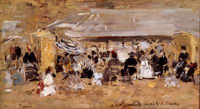 Utsikt över stranden i Deauville i Normandie Målning av Eugene Louis Boudin (1824-1898) 1800-talets Paris, Musee d