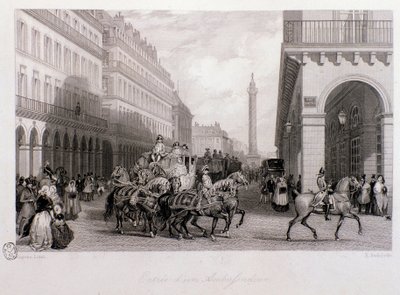 Kortege eines Botschafters auf dem Place de la Bourse bei seiner Ankunft in Paris. Stich von Eugène Louis Lami (1800-1890) 1843 Privatbesitz von Eugene Louis Lami