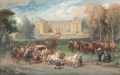 Ludvig XIV körde sin buss i parken i Versailles, 1870. av Eugene Louis Lami