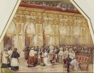 Prins Ferdinand Philippe dOrleans och hertiginnan Helene av Mecklenburg-Schwerin gifte sig 1837. av Eugene Louis Lami