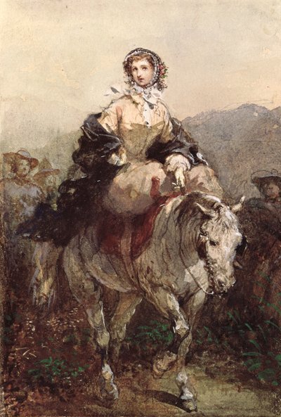 Junge Frau auf einem Pferd von Eugene Louis Lami