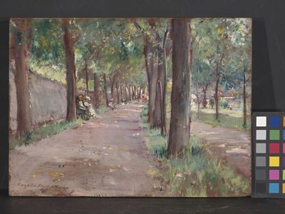 Street Scene (olja på pannå) av Eugene Paul Ullmann