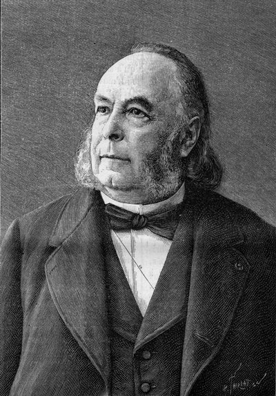 Porträtt av Edmond Fremy (1814-1894), fransk kemist (från ett fotografi av Eug. Pirou). Gravyr i "" Nature: granskning av vetenskaperna och deras tillämpningar på konst och industri"" av 10 februari av Eugene Pirou