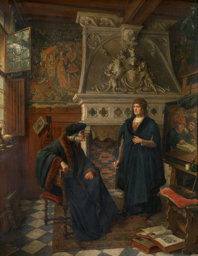 Erasmus och Quentin Matsys (olja på duk) av Eugene Siberdt