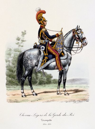 Lätthästar av kungens garde, trumpetare, 1814-15 av Eugene Titeux