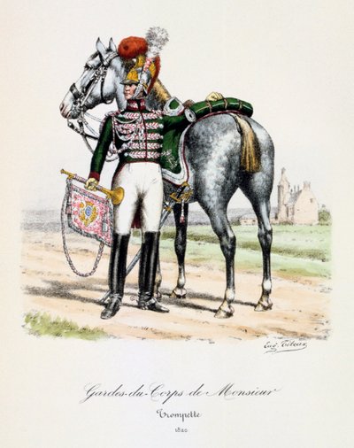Livvakter av Monsieur, trumpetare, 1820 av Eugene Titeux