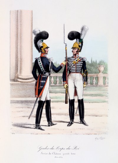 Gardes-du-Corps de Roi, Service de Chateau, helklänning, 1820-30 av Eugene Titeux