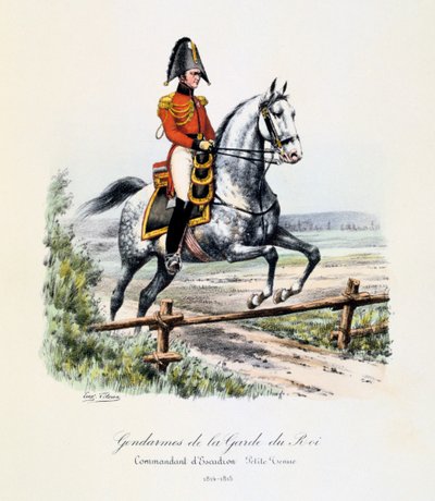Gendarmer från kungens garde, skvadronchef, klä av sig, 1814-15 av Eugene Titeux