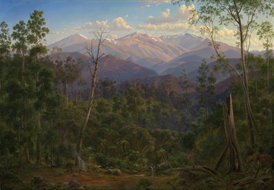 Mount Kosciusko, sett från gränsen till Victorian (Mount Hope Ranges) av Eugene von Guérard