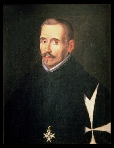 506 131-0795275/1 Porträtt av Lope Felix de Vega Carpio (1562-1635) c.1630 (olja på duk) av Eugenio (attr. to) Caxes