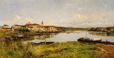 Utsikt över Sesto Circalende, ca 1885 (olja på duk) av Eugenio Gignous