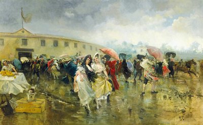 Utanför tjurfäktningsarenan, Madrid, 1897 av Eugenio Lucas Villamil