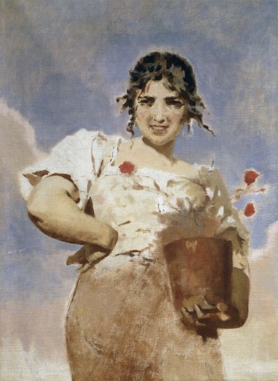Floristen (La Fioraia) (olja på duk) av Eugenio Prati