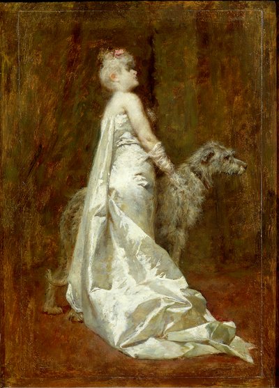 Vit klänning och hund av Eugenio Scomparini av Eugenio Scomparini