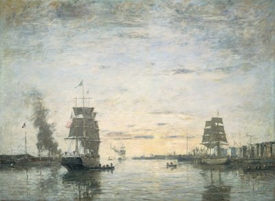 Ingång till hamnen, Le Havre av Eugène Boudin