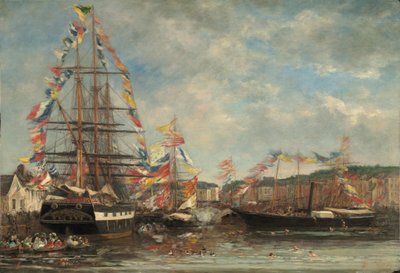 Festival i hamnen i Honfleur av Eugène Boudin