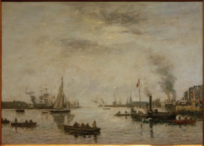 Le Havre, utsikt över hamnen av Eugene Louis Boudin