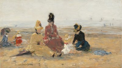 På stranden, Trouville av Eugène Boudin