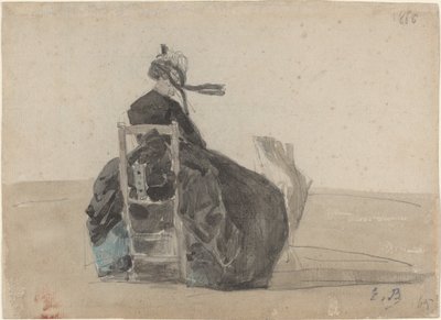 Sittande dam i svart, Trouville av Eugène Boudin