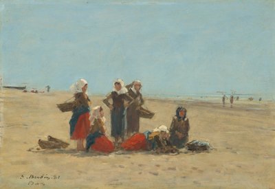 Kvinnor på stranden i Berck av Eugène Boudin