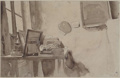 Ett hörn av studio, ca 1825. av Eugène Delacroix