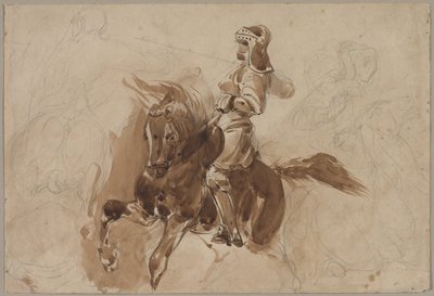 Pansarfigur till häst (recto) av Eugène Delacroix