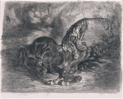 Vildhäst slagen av en tiger av Ferdinand Victor Eugene Delacroix