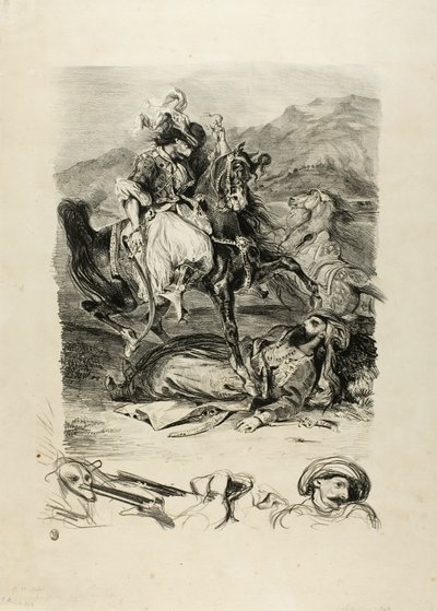 Strid mellan Giaour och Pasha av Eugène Delacroix