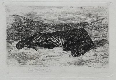 Hukande tiger i öknen av Eugène Delacroix