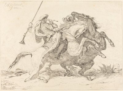 Encounter of the Morish Horsemen (Rencontre de Cavaliers Maures) av Eugène Delacroix