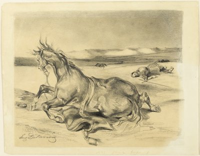 Fallen Horse och Dead Knight av Eugène Delacroix