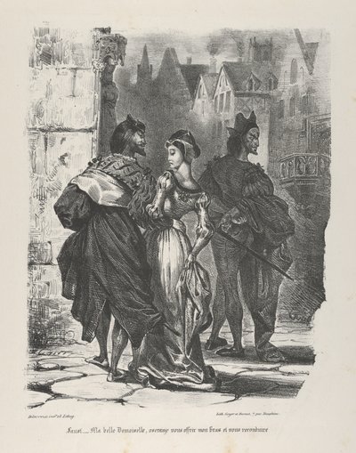 Faust försöker förföra Marguerite Goethe, Faust, 1825-27., 1825-27. av Eugène Delacroix