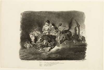Faust och Mefistofeles galopperande genom natten på häxornas sabbat, ur Faust av Eugène Delacroix