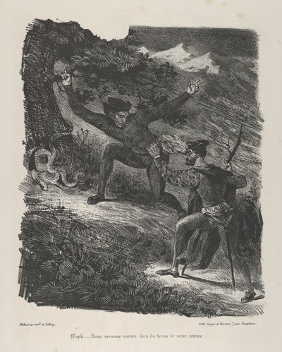 Faust och Mephistopheles i Hartzbergen Goethe, Faust, 1825-27., 1825-27. av Eugène Delacroix