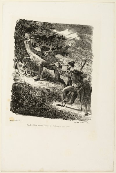 Faust och Mephistopheles i Harzbergen, från Faust av Eugène Delacroix