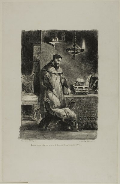 Faust in His Study, från Faust av Eugène Delacroix