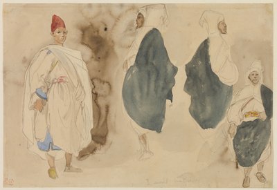 Fyra skisser av arabiska män av Eugène Delacroix