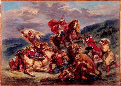 Franska: Chasse au lion av Eugène Delacroix