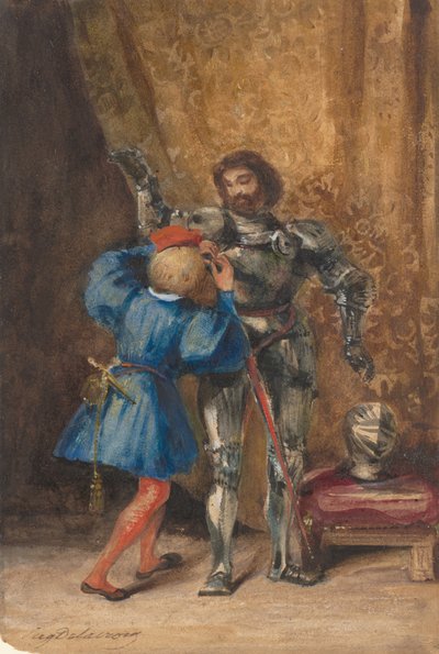 Goetz von Berlichingen blir rustad av His Page George, 1826-27. av Eugène Delacroix