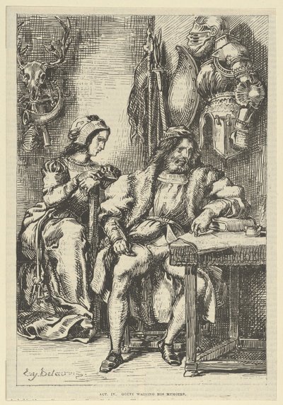 Goetz von Berlichingen skriver sina memoarer, efter 1845., efter 1845. av Eugène Delacroix