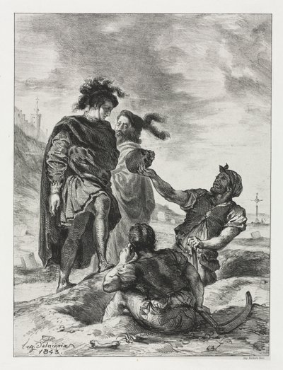 Hamlet: Hamlet och Horatio med gravgrävarna av Eugène Delacroix