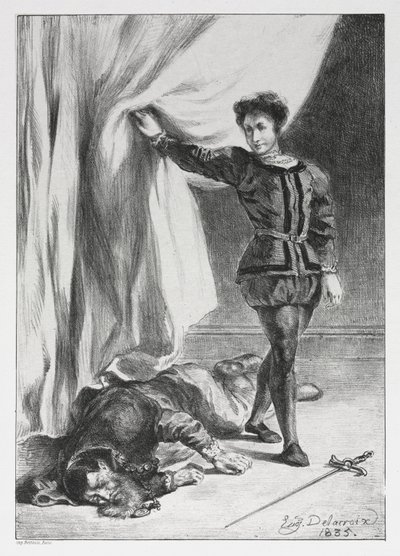 Hamlet: Hamlet och Polonius lik av Eugène Delacroix