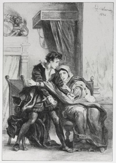 Hamlet: Hamlet och drottningen av Eugène Delacroix