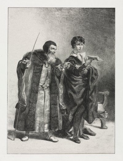 Hamlet: Polonius och Hamlet av Eugène Delacroix