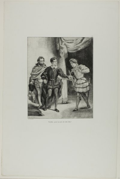 Hamlet och Guildenstern, plansch 6 ur Hamlet av Eugène Delacroix