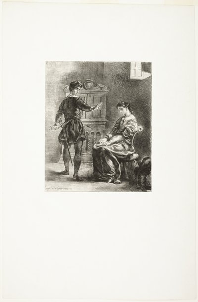 Hamlet och Ophelia av Eugène Delacroix